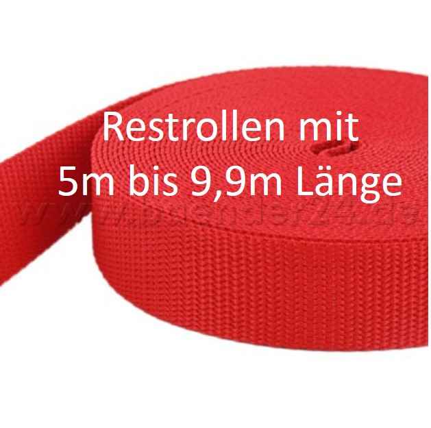 Bild von Restpostenbox 20mm breites PP-Gurtband 1,4mm stark, 50m - rot (UV)