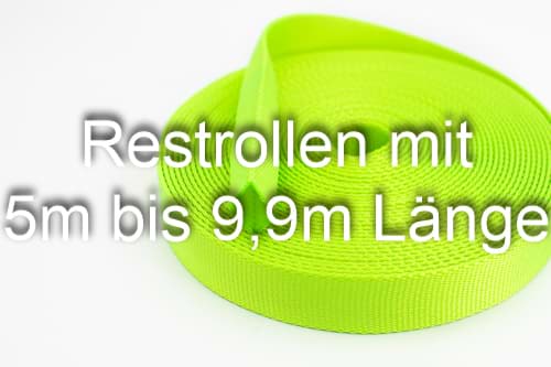 Bild von Restrollen 25mm breites Schlauchgurtband, 25m - limone (UV)