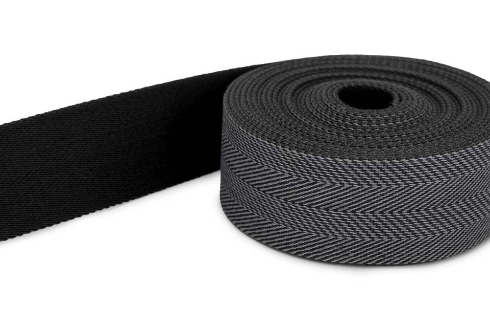 Bild von *Abverkauf* 1m Gürtelband / Taschenband - 40mm breit - Fischgrät dunkelgrau 251
