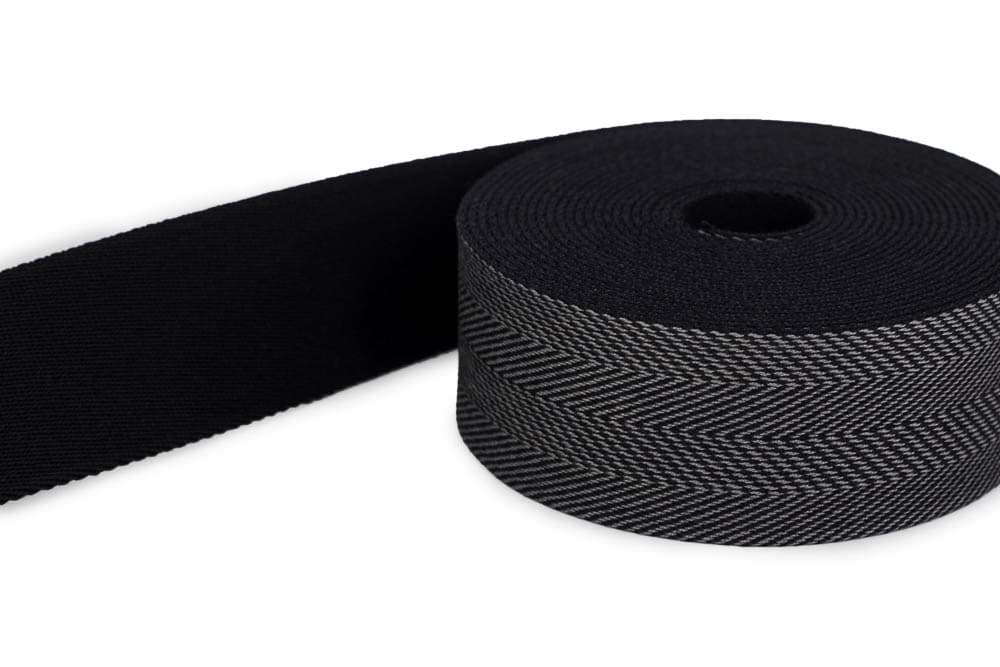 Bild von *Abverkauf* 5m Gürtelband / Taschenband - 40mm breit - Fischgrät schwarz 253