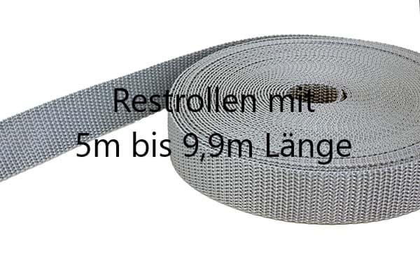 Bild von Restpostenbox 25mm breites PP-Gurtband 1,4mm stark, 25m - silbergrau (UV)