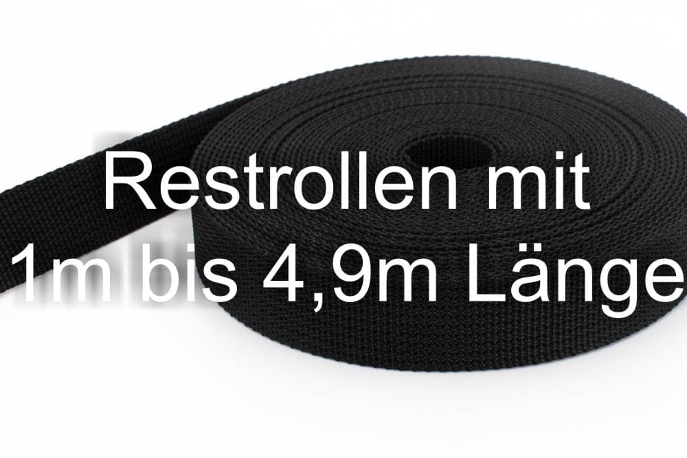 Bild von Restpostenbox 40mm breites PP-Gurtband 1,8mm stark, 24,4m - schwarz (UV)