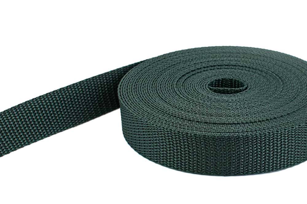 Bild von 10m PP Gurtband - 25mm breit - 1,4mm stark - dunkelgrün (UV)