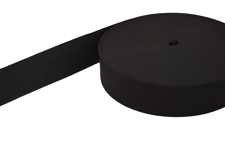 Bild von 40mm breites Gummiband aus Polyester - 0,9mm dick - 25m Rolle - schwarz *Sonderposten*