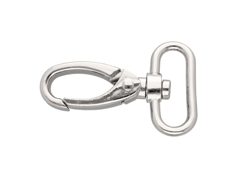Bild von Karabiner aus Zinkdruckguss - 6cm lang - 32mm Durchlass - vernickelt- 1 Stück