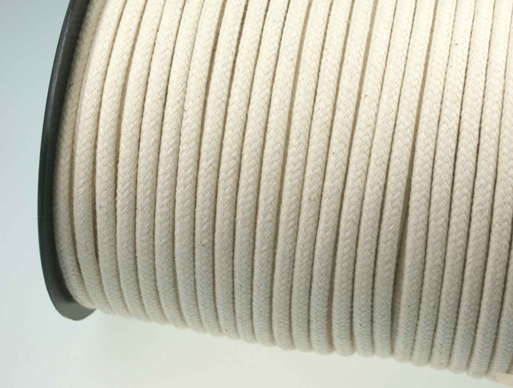 Bild von Baumwollschnur / Paspelgeflecht - 3mm (4mm) - cremeweiß - 100m Spule
