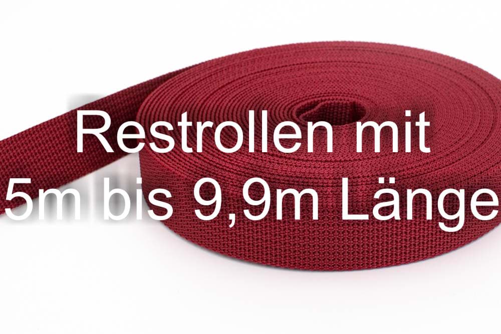 Bild von Restpostenbox 25mm breites PP-Gurtband 1,8mm stark, 25m - bordeaux (UV)