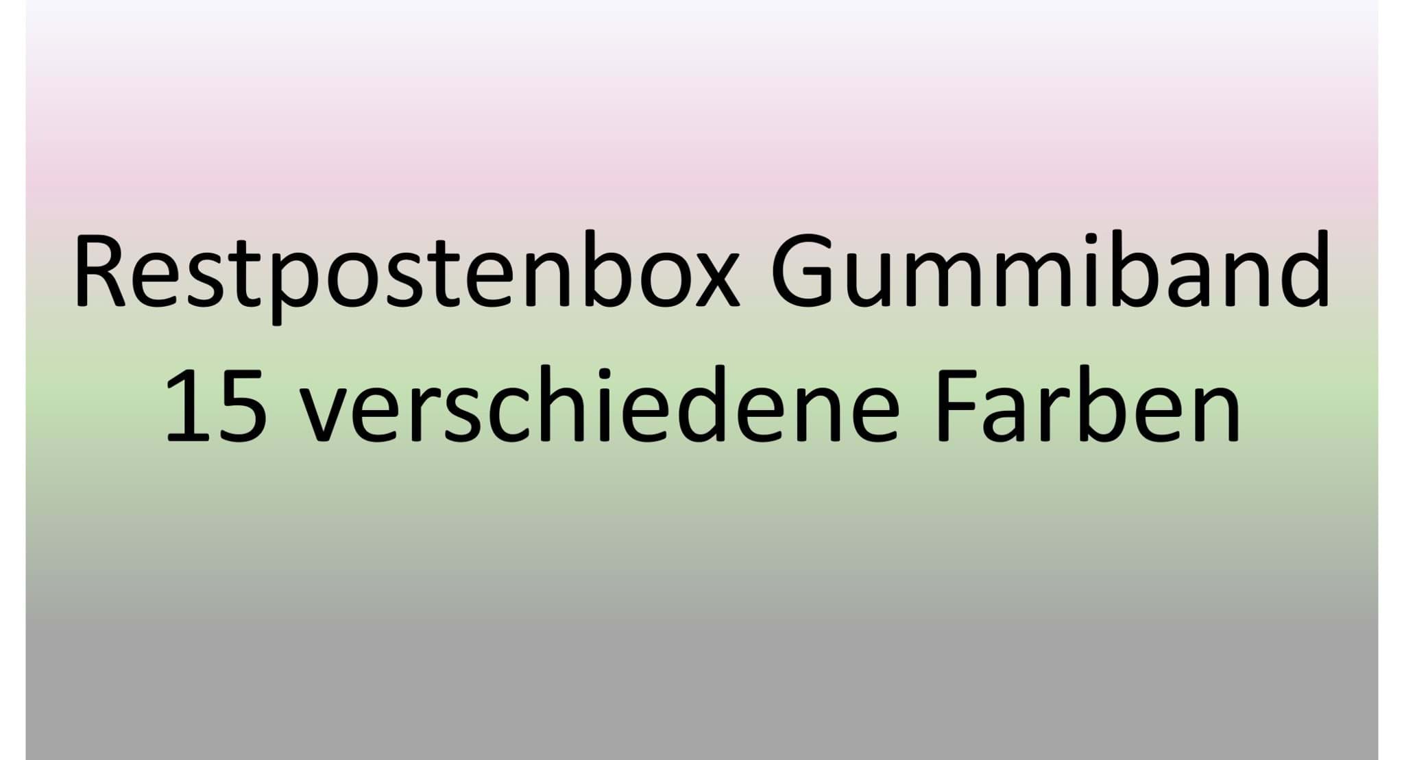 Bild von 50m Restpostenbox Gummiband - 15 versch. Farben - 25mm breit