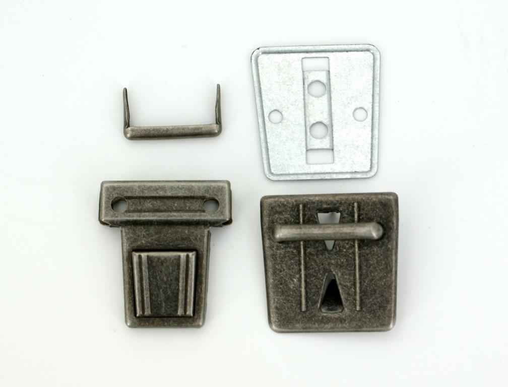 Bild von Mappenverschluss / Steckverschluss - 3,5cm breit - schwarz antik - 10 Stück