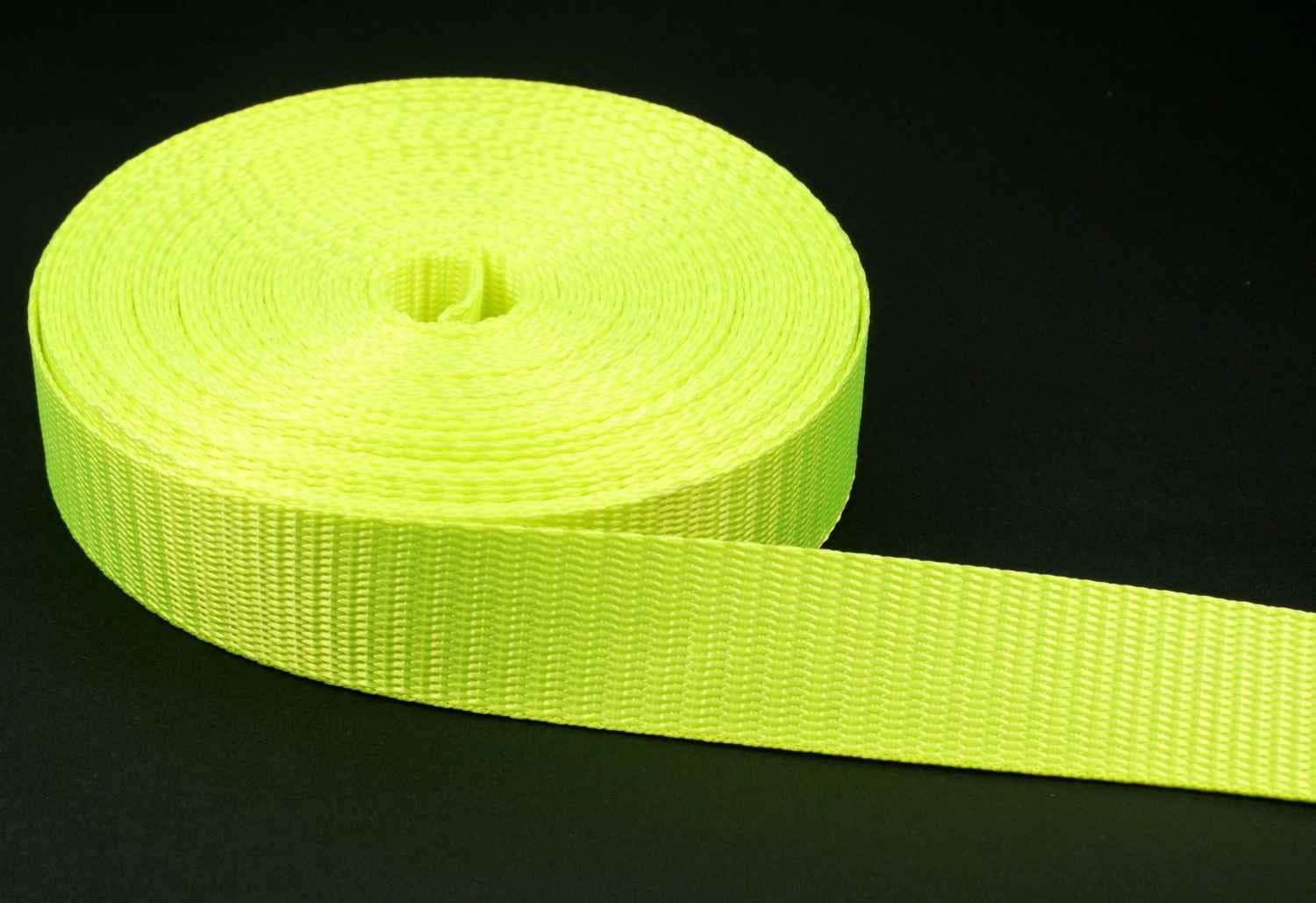 Bild von 8m PES Gurtband - 20mm breit - 1mm stark - neongelb (UV)