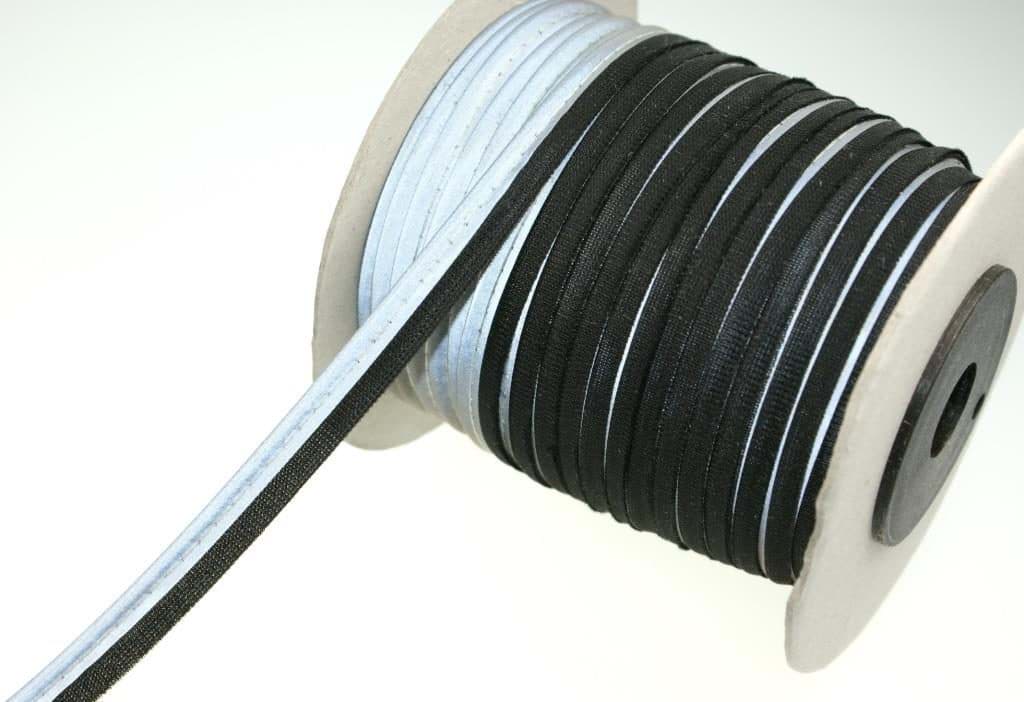 Bild von 5m Reflektierendes Paspelband / Reflektorpaspel mit schwarzem Grundstoff