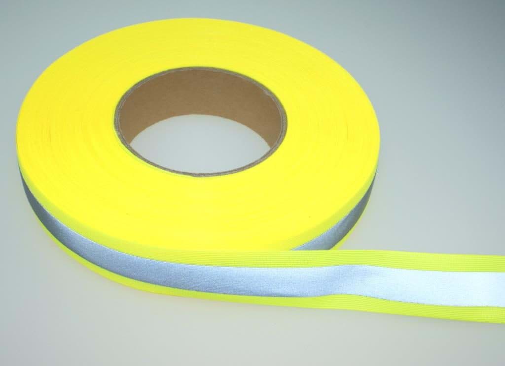 Bild von 50m Reflektierendes Band / Reflektorband 30mm breit - gelb - zum Aufnähen