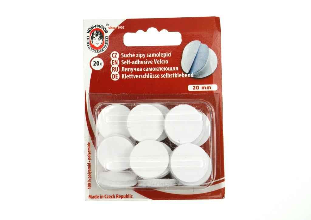Bild von Klettpunkte selbstklebend - 20mm - Farbe: weiß - 20 Stück