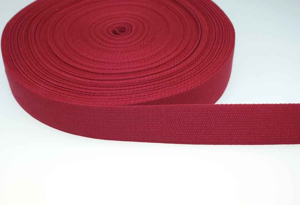 Bild von 25m Baumwollgurtband - 1,2mm dick - 30mm breit - Farbe: Bordeaux