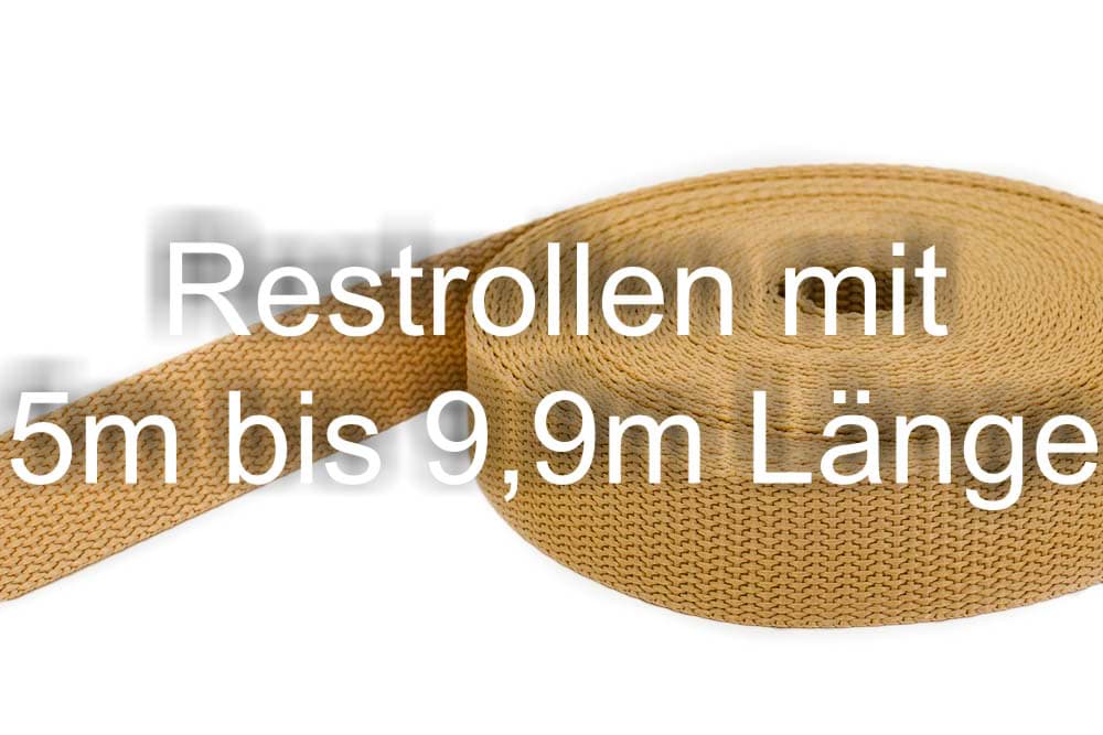 Bild von Restpostenbox 25mm breites PP-Gurtband 1,4mm stark, 25m - dunkelbeige (UV)