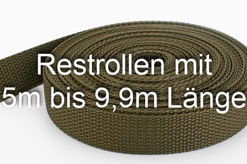 Bild von Restpostenbox 25mm breites PP-Gurtband 1,2mm stark, 25m - khaki (UV)