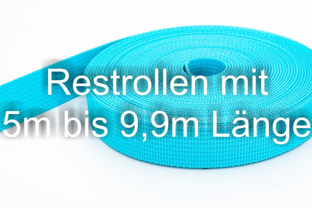 Bild von Restpostenbox 25mm breites PP-Gurtband 1,8mm stark, 25m - türkis (UV)