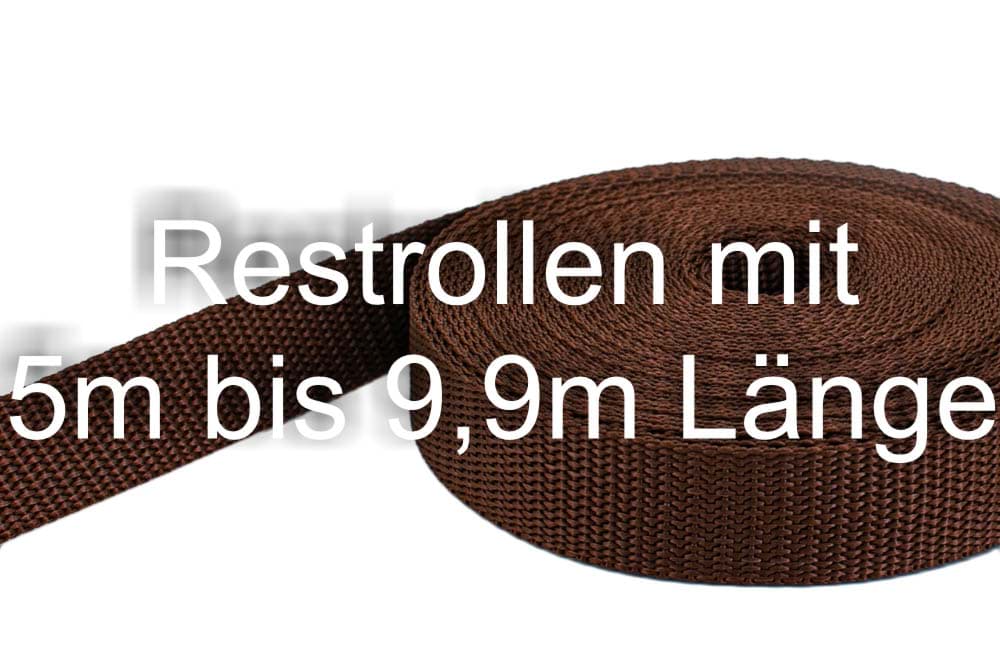 Bild von Restpostenbox 30mm breites PP-Gurtband 1,4mm stark, 25m - braun (UV)