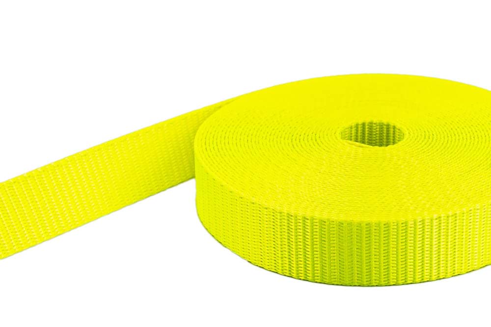 Bild von 10m PES Gurtband - 25mm breit - 1,4mm stark - neongelb (UV)