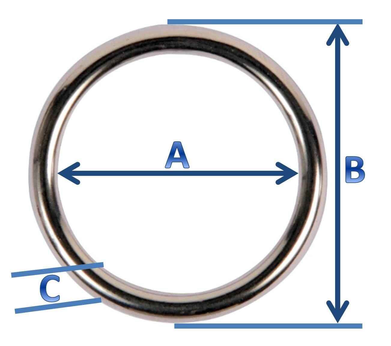 Bild von 40mm Rundring (Innenmaß) - 6mm dick - Stahl - vernickelt - 50 Stück