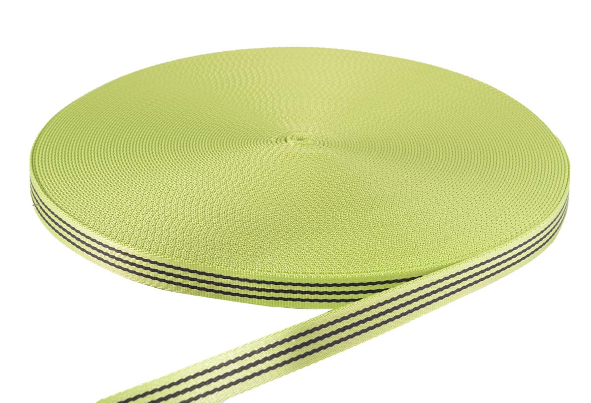 Bild von 50m PP Gurtband - 23mm breit - 2,4mm stark - limone mit Streifen