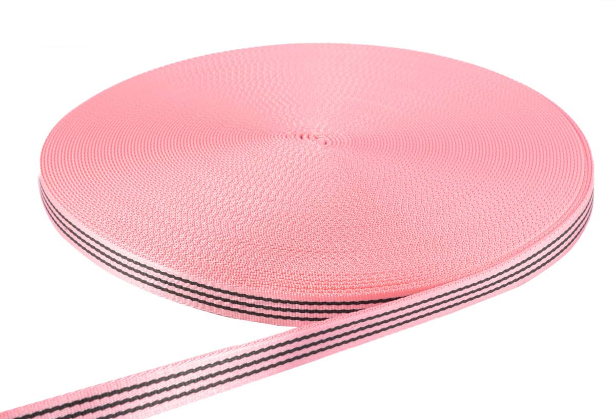 Bild von 50m PP Gurtband - 23mm breit - 2,4mm stark - rosa mit Streifen