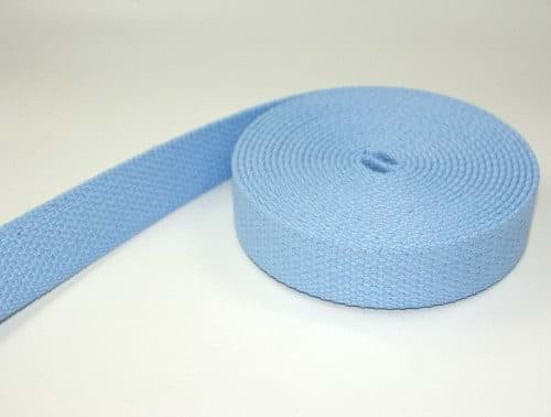 Bild von 5m Baumwollgurtband - 2,6mm dick - 38mm breit - Farbe: hellblau *ABVERKAUF*