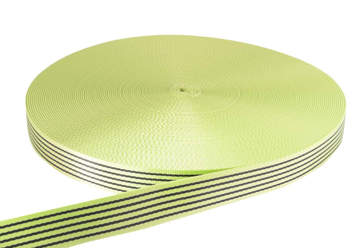 Bild von 50m PP Gurtband - 38mm breit - 2,4mm stark - limone mit Streifen