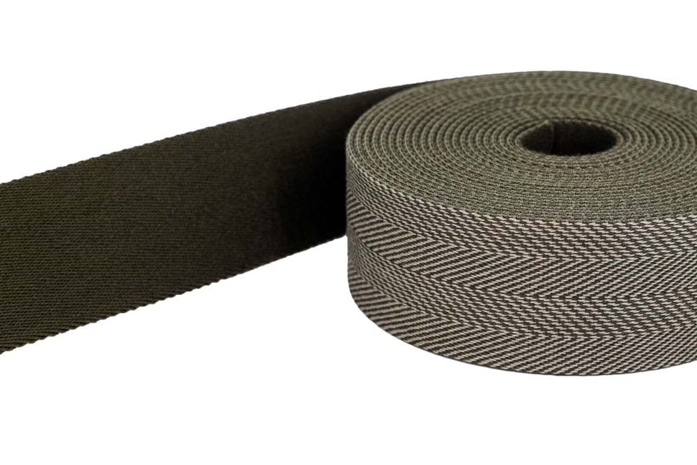8m Restpostenbox Gürtelband / Taschenband - 40mm breit - Fischgrät oliv 258