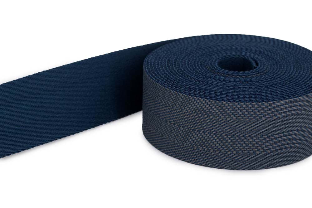 *Abverkauf* 1m Gürtelband / Taschenband - 40mm breit -  Fischgrät blau 259