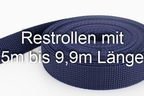 Restpostenbox 25mm breites PP-Gurtband 1,2mm stark, 25m - dunkelblau (UV)