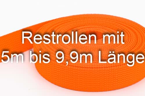 Restpostenbox 20mm breites PP-Gurtband 1,2mm stark, 25m - orange (UV)
