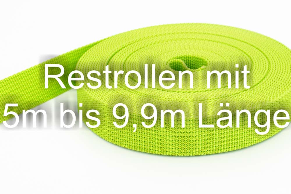 Restpostenbox 25mm breites PP-Gurtband 1,8mm stark, 25m - limone (UV)