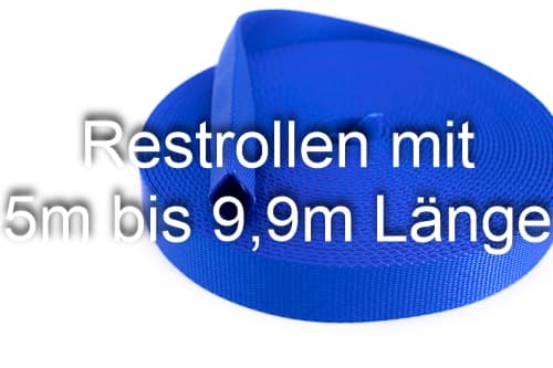 Restrollen 25mm breites Schlauchgurtband, 25m - blau (UV)