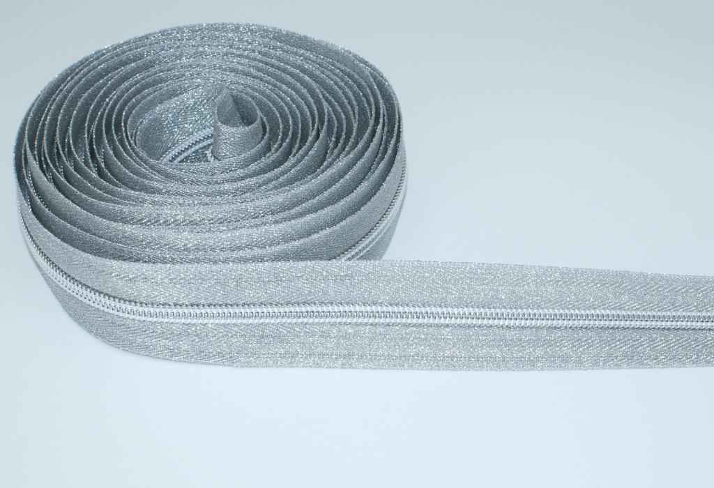 5m Reißverschluss, 5mm Schiene, Farbe: Silber
