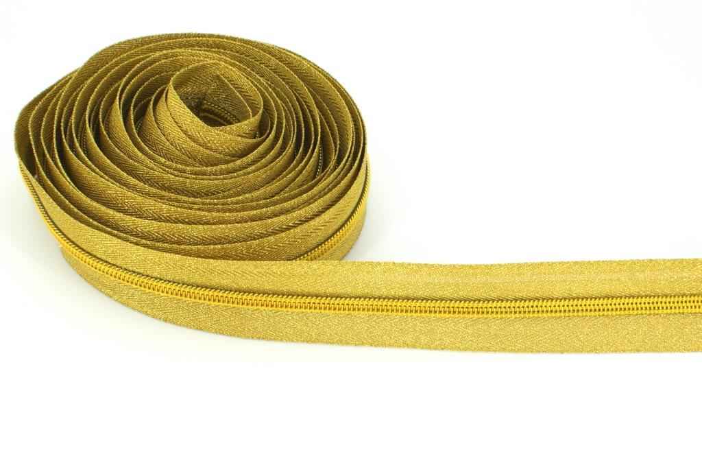 5m Reißverschluss, 5mm Schiene, Farbe: Gold