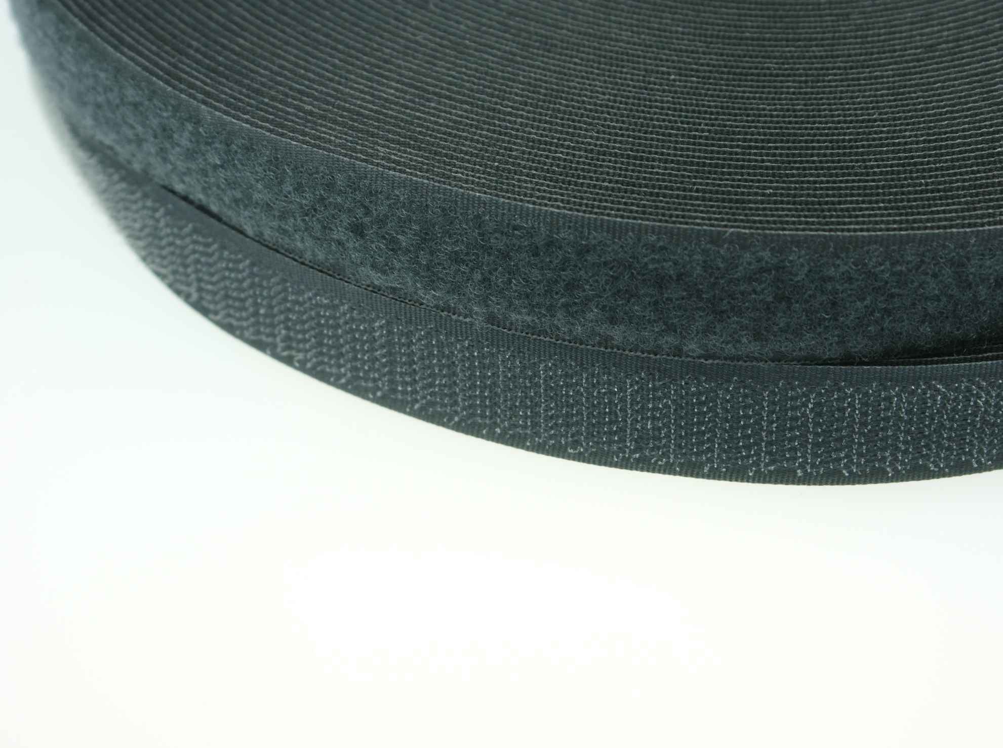 4m Klettband (Flausch & Haken), 20mm breit, Farbe: dunkelgrau - zum Aufnähen
