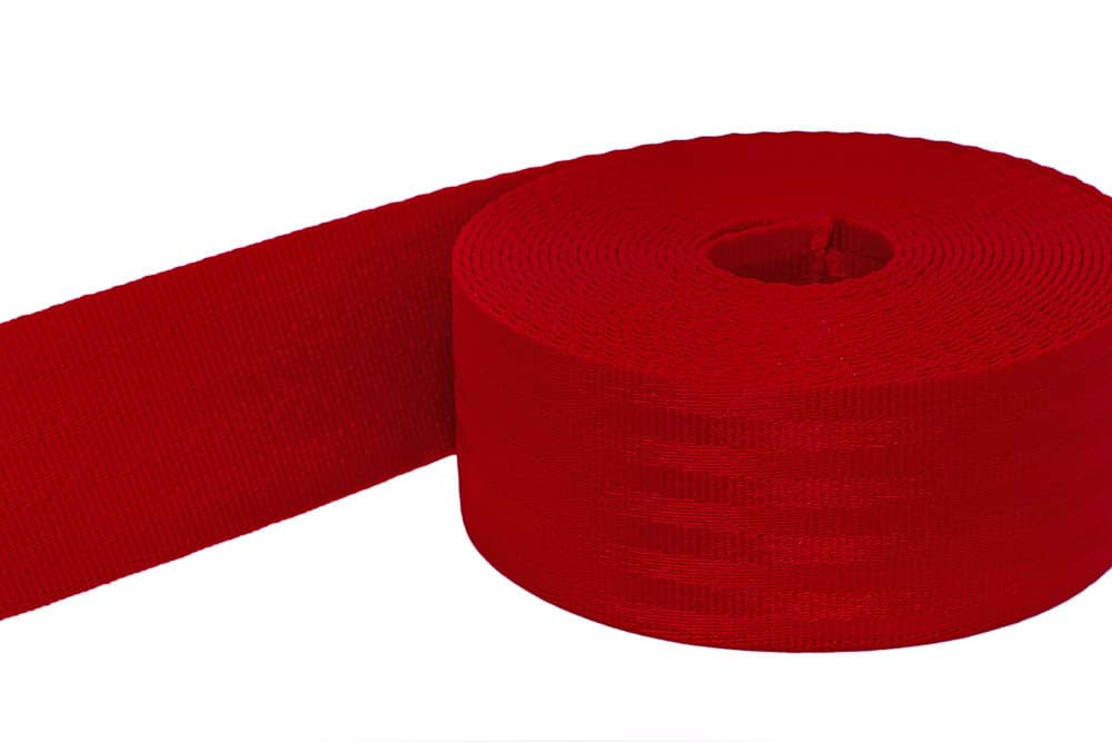 5m Sicherheitsgurtband rot aus Polyamid - 48mm breit, bis 2t belastbar