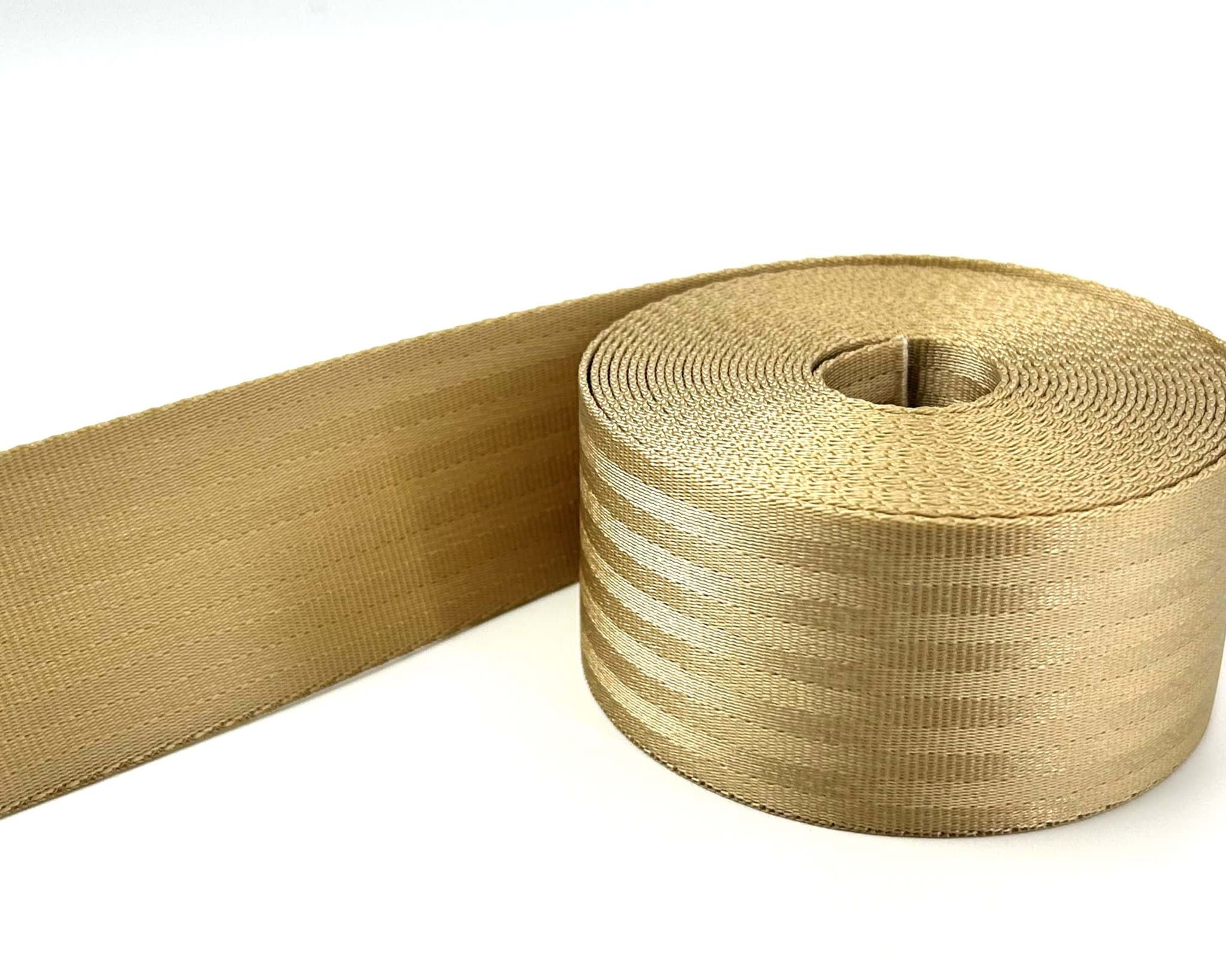 5m Sicherheitsgurtband beige aus Polyamid, 38mm breit, bis 1,5t belastbar