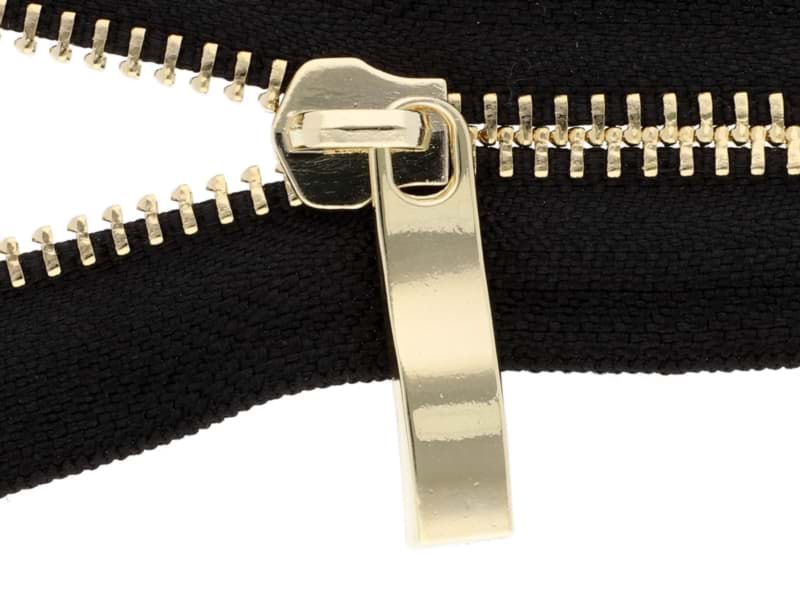 Zipper für 6mm Metall-Reißverschluss - Farbe: goldfarben- 38mm lang - 10 Stück, Bild 2