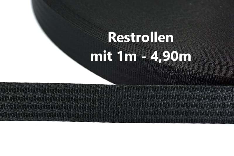 Restrollen 30mm breites Sicherheitsgurtband aus Polyester, 25m - schwarz