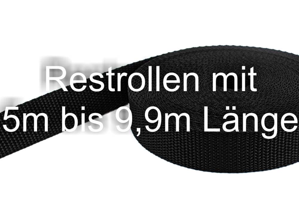Restpostenbox 40mm breites PP-Gurtband 1,4mm stark, 50m - schwarz (UV)