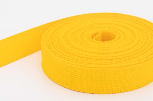 10m PP Gurtband - 25mm breit - 1,2mm stark - gelb (UV) ABVERKAUF