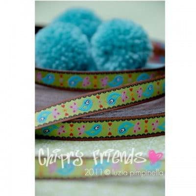 3m Rolle Webband Design by luzia pimpinella, 12mm breit, Chirpy Friends