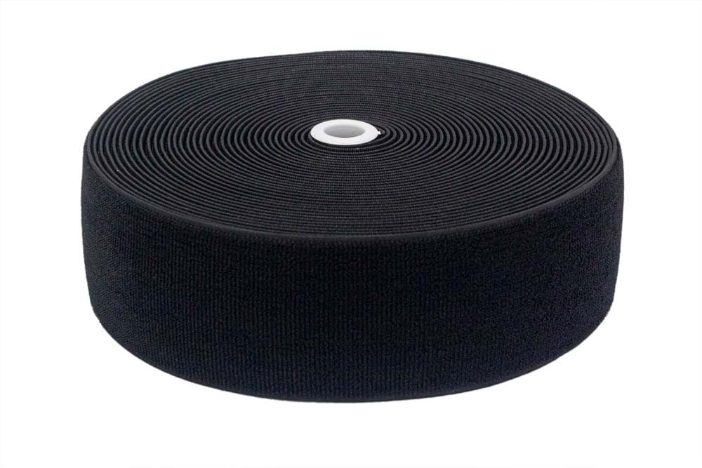 Elastisches Flauschband - 80mm breit - Schwarz - 18m Rolle