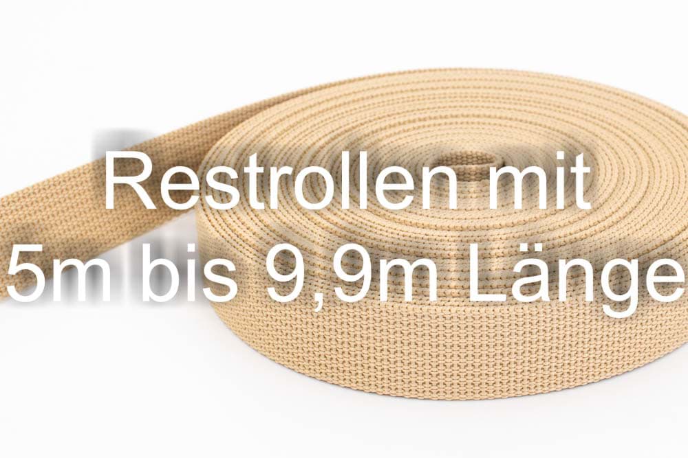 Restpostenbox 40mm breites PP-Gurtband 1,8mm stark, 25m - beige (UV)