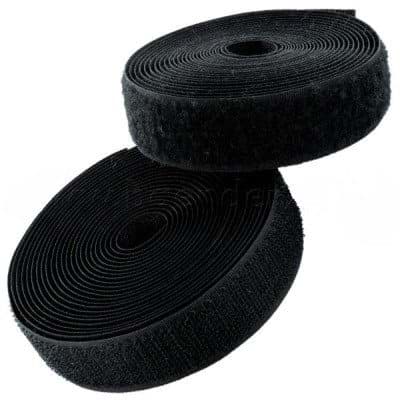 25m Klettband (Flausch & Haken), 30mm breit, Farbe: schwarz - zum Aufnähen