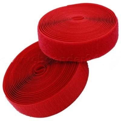25m Klettband (Flausch & Haken), 50mm breit, Farbe: rot - zum Aufnähen