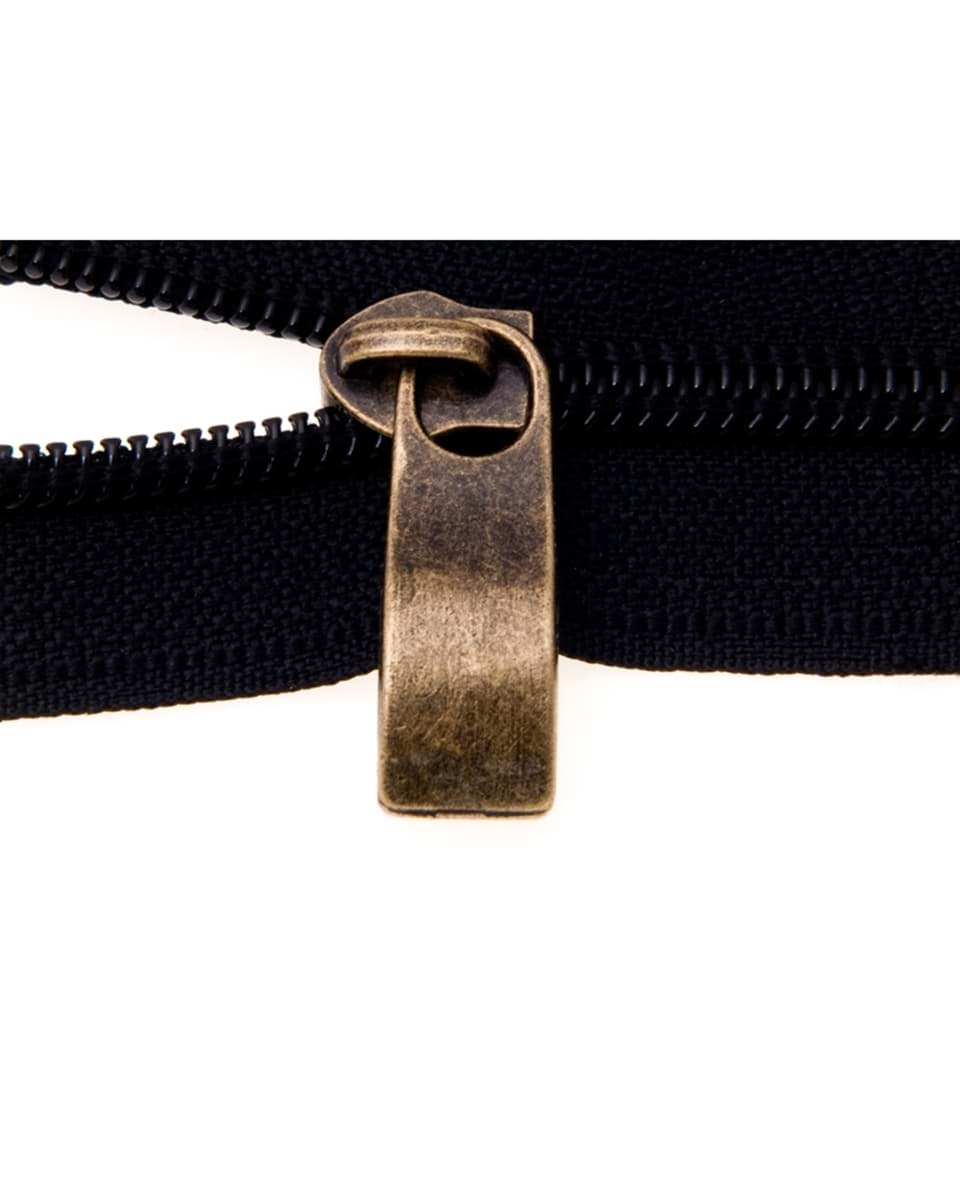 Zipper - Farbe: Altgold / breite Form - für 5mm Reißverschlüsse - 10 Stück