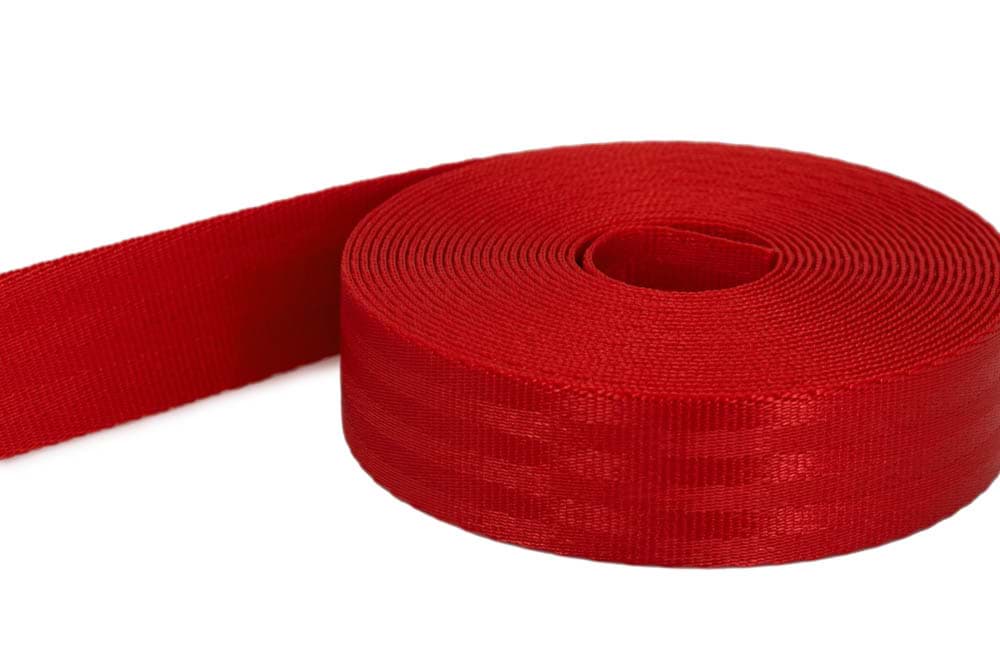50m Sicherheitsgurtband / Kindergurt rot aus Polyamid - 25mm breit - bis 1t belastbar